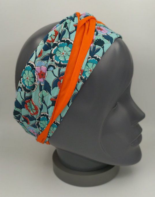 Headband femme, imprimé Fleuri/Orange