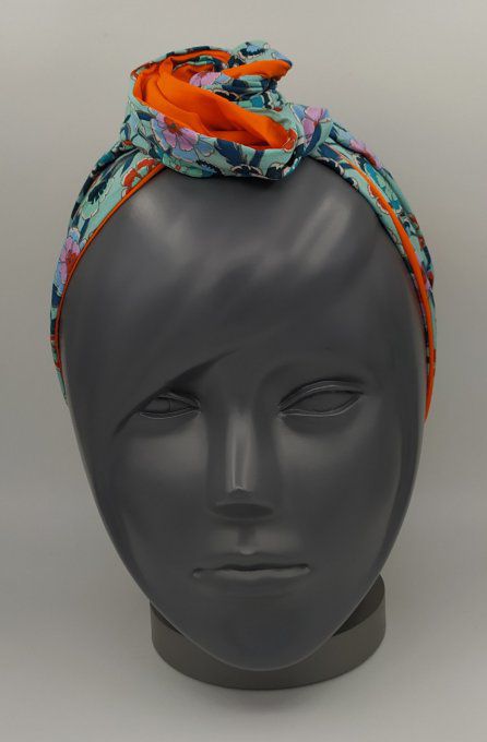 Headband femme, imprimé Fleuri/Orange