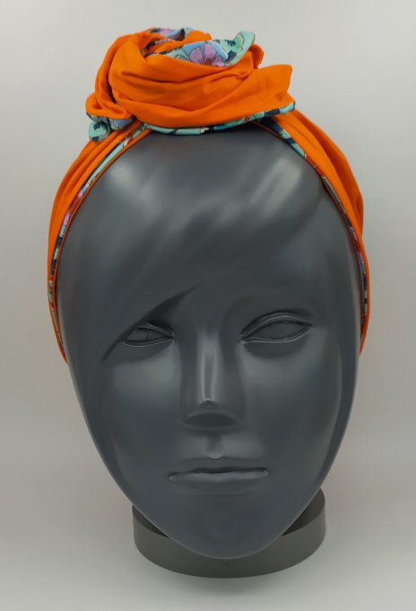 Headband femme, imprimé Fleuri/Orange