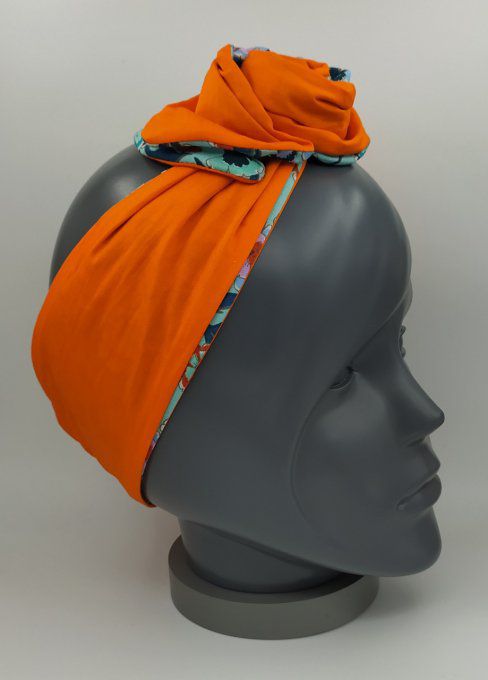 Headband femme, imprimé Fleuri/Orange