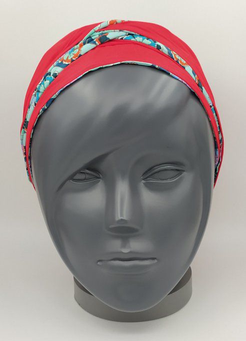 Headband femme, imprimé Fleuri/Rouge