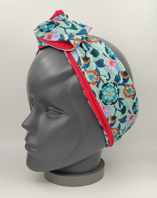 Headband femme, imprimé Fleuri/Rouge