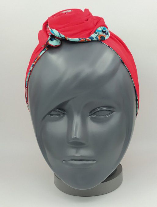 Headband femme, imprimé Fleuri/Rouge