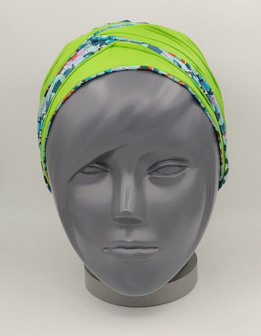 Headband femme, imprimé Fleuri/Vert Cru