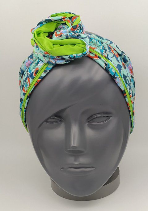 Headband femme, imprimé Fleuri/Vert Cru