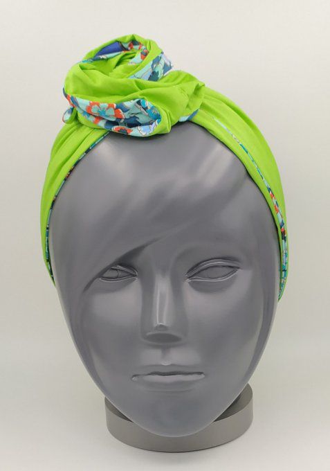 Headband femme, imprimé Fleuri/Vert Cru