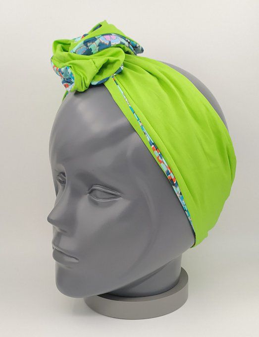 Headband femme, imprimé Fleuri/Vert Cru