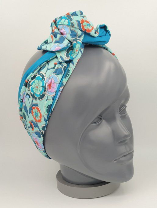 Headband femme, imprimé Fleuri/Vert Émeraude