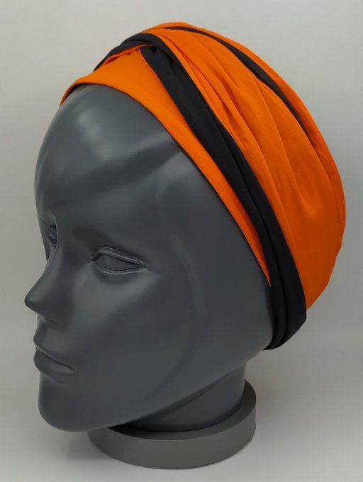 Headband femme, uni Noir/Orange