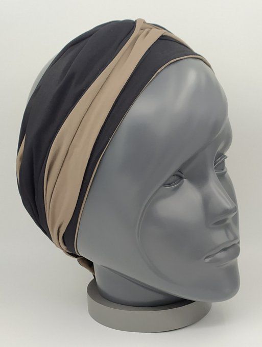 Headband femme, uni Noir/Taupe