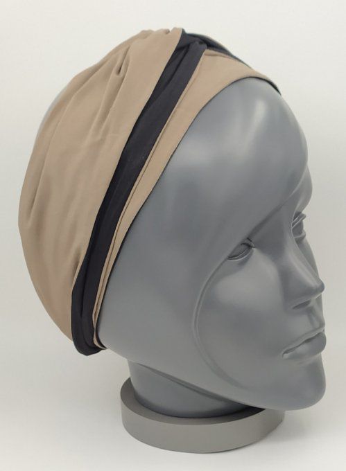 Headband femme, uni Noir/Taupe