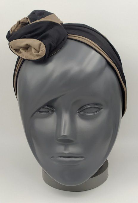 Headband femme, uni Noir/Taupe