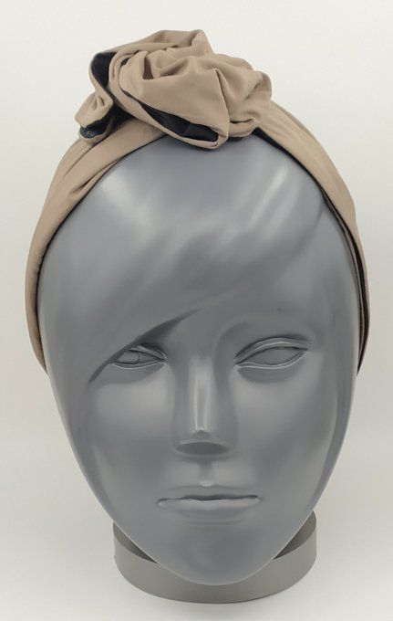 Headband femme, uni Noir/Taupe