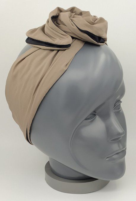 Headband femme, uni Noir/Taupe