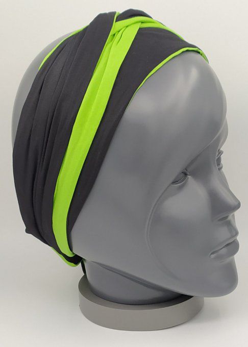 Headband femme, uni Noir/Vert Cru