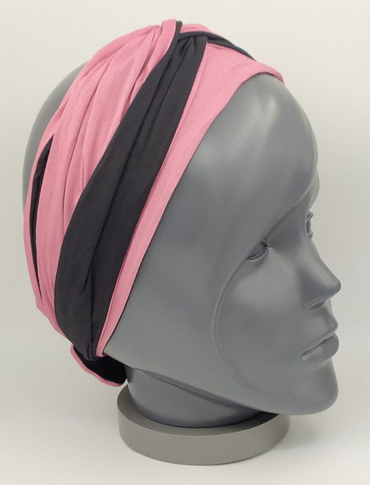 Headband femme, uni Noir/Vieux Rose