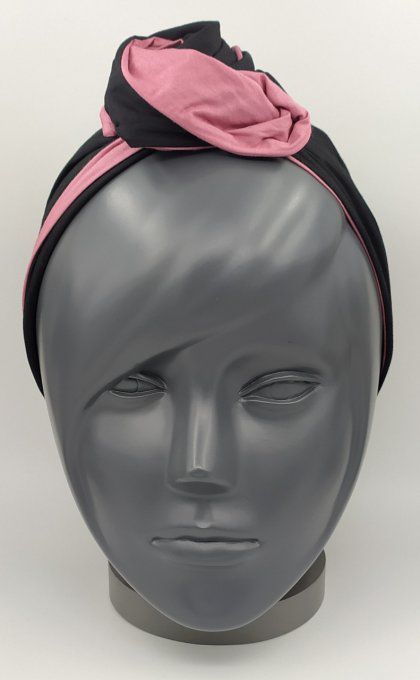 Headband femme, uni Noir/Vieux Rose