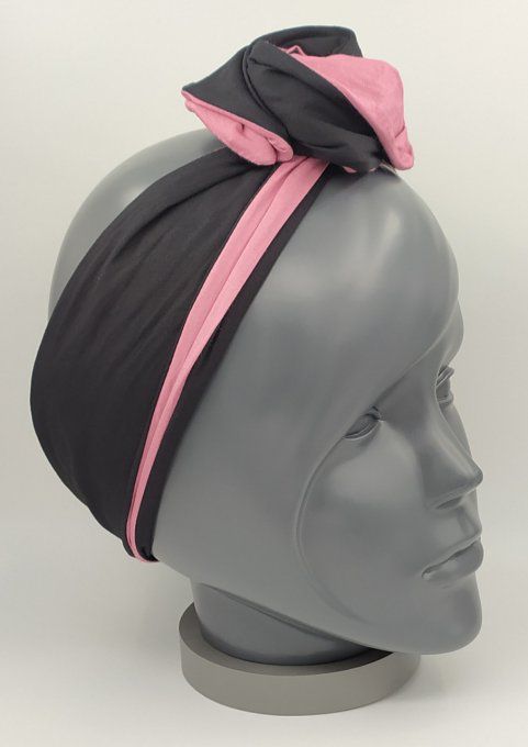 Headband femme, uni Noir/Vieux Rose