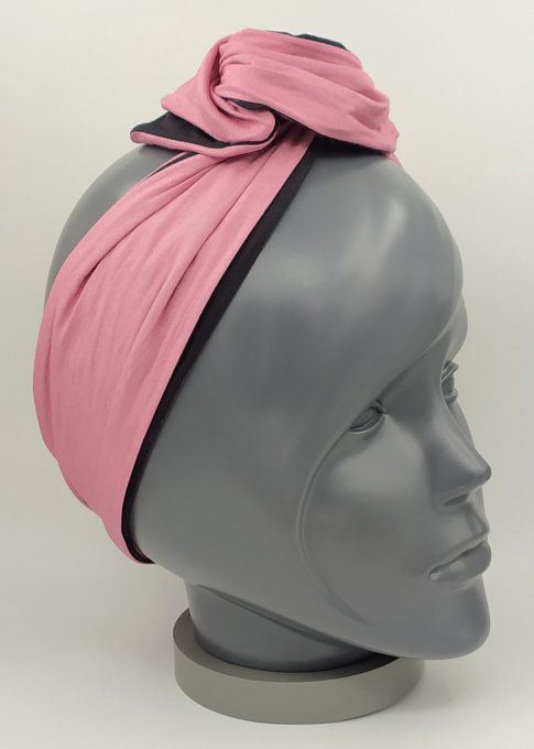 Headband femme, uni Noir/Vieux Rose