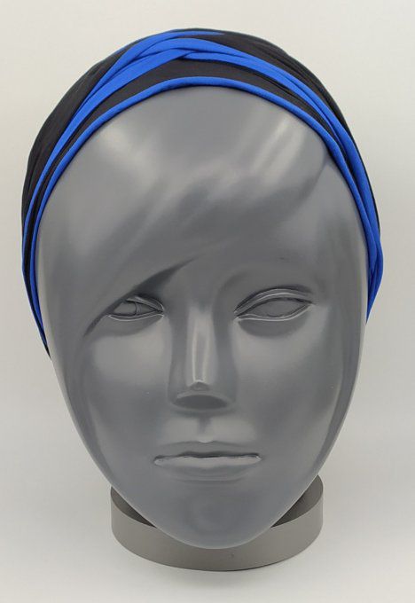 Headband femme, uni Noir/Bleu Roi