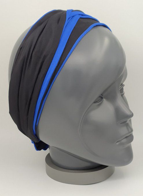 Headband femme, uni Noir/Bleu Roi