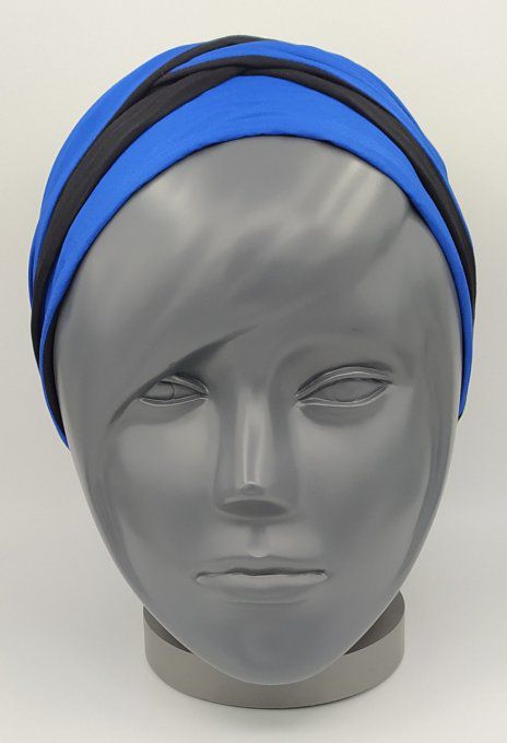 Headband femme, uni Noir/Bleu Roi