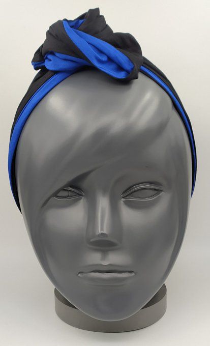 Headband femme, uni Noir/Bleu Roi