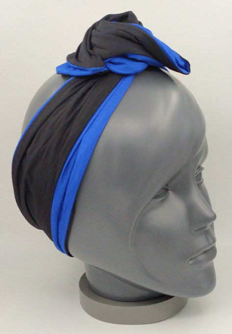 Headband femme, uni Noir/Bleu Roi