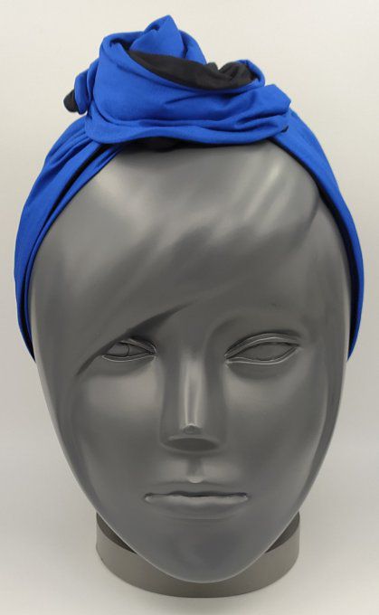 Headband femme, uni Noir/Bleu Roi