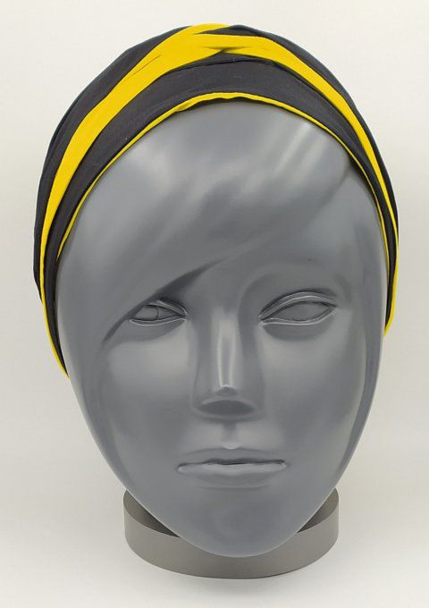 Headband femme, uni Noir/Jaune Citron