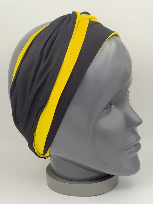 Headband femme, uni Noir/Jaune Citron