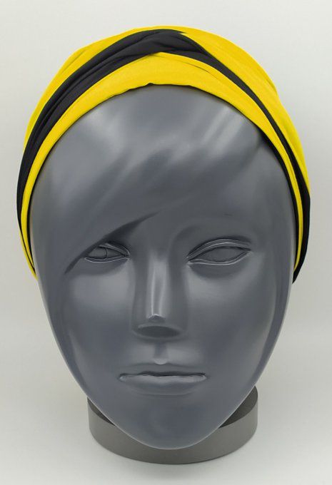 Headband femme, uni Noir/Jaune Citron