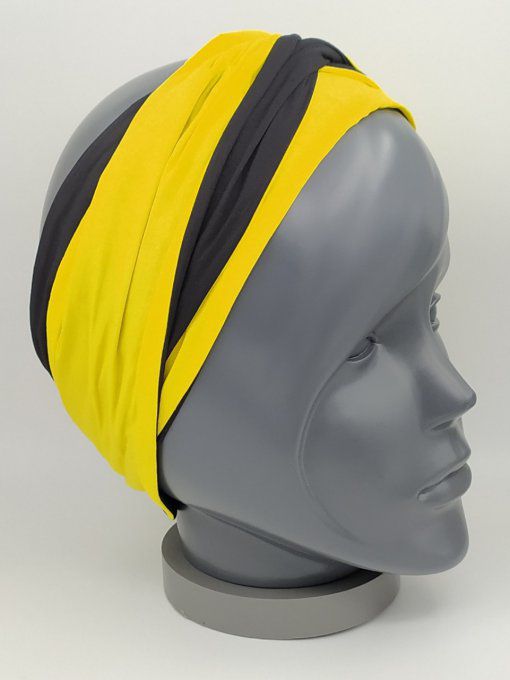 Headband femme, uni Noir/Jaune Citron