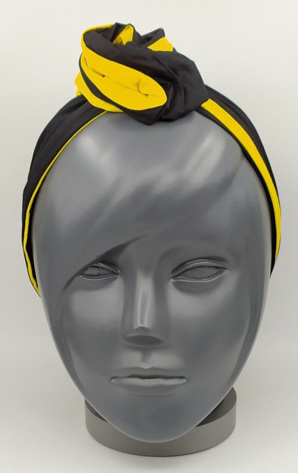 Headband femme, uni Noir/Jaune Citron