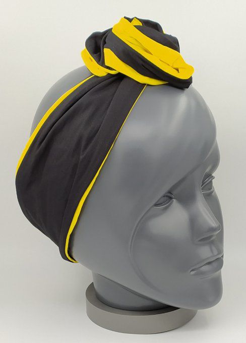 Headband femme, uni Noir/Jaune Citron