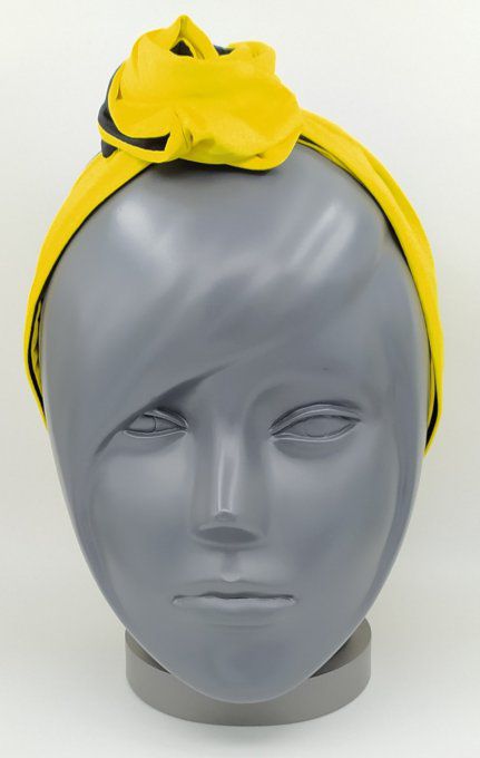 Headband femme, uni Noir/Jaune Citron