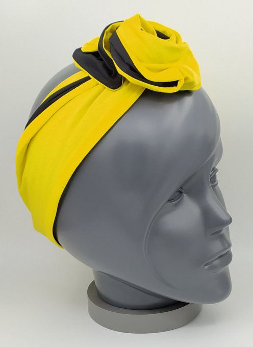 Headband femme, uni Noir/Jaune Citron