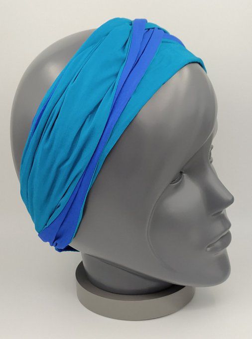 Headband femme, uni Bleu Roi/Vert Émeraude