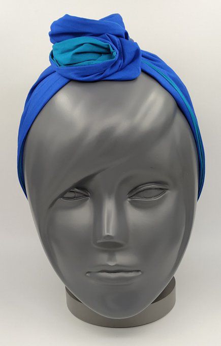 Headband femme, uni Bleu Roi/Vert Émeraude