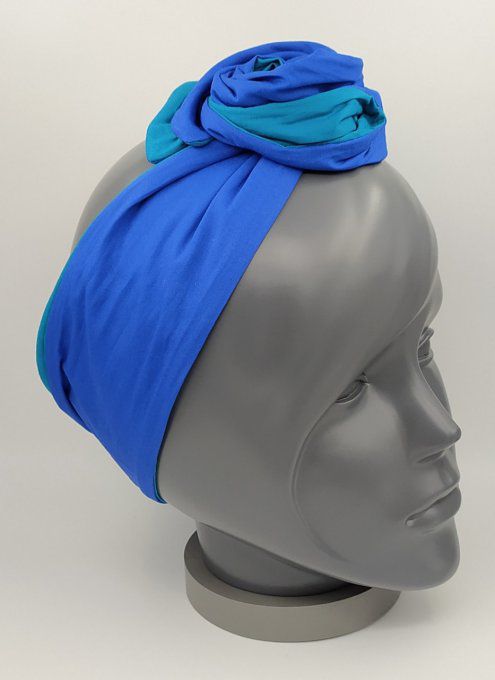 Headband femme, uni Bleu Roi/Vert Émeraude