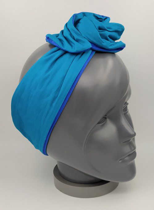 Headband femme, uni Bleu Roi/Vert Émeraude