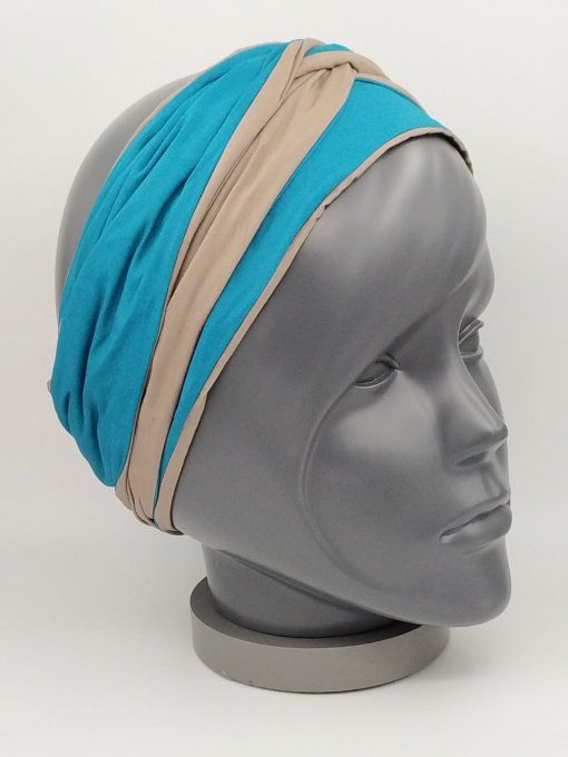 Headband femme, uni Vert Émeraude/Taupe