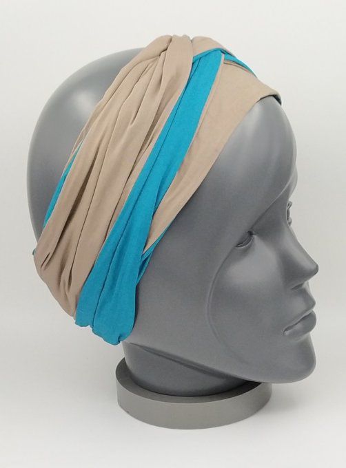 Headband femme, uni Vert Émeraude/Taupe