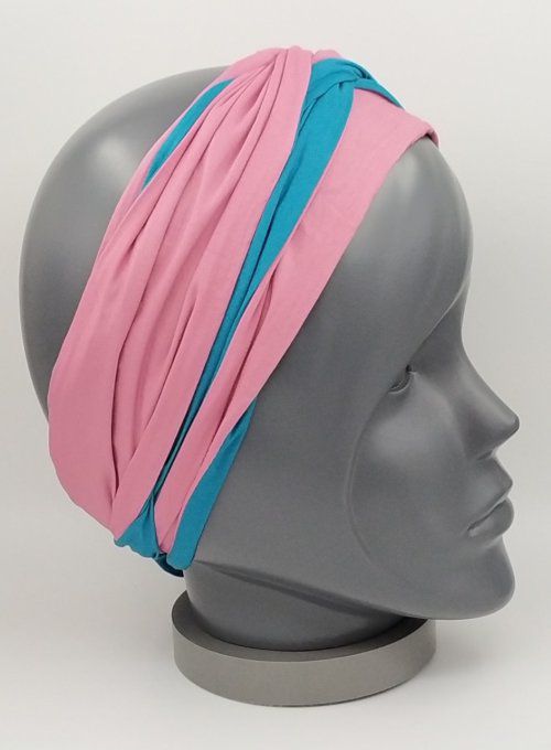 Headband femme, uni Vert Émeraude/Vieux Rose