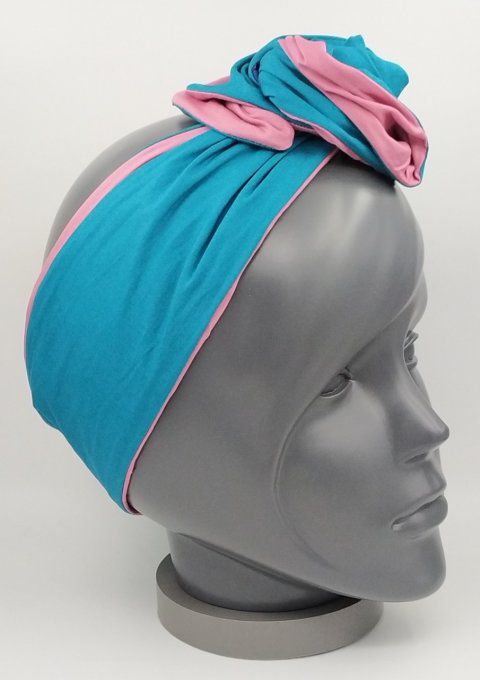 Headband femme, uni Vert Émeraude/Vieux Rose