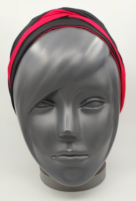 Headband femme, uni Noir/Rouge