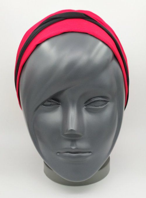 Headband femme, uni Noir/Rouge