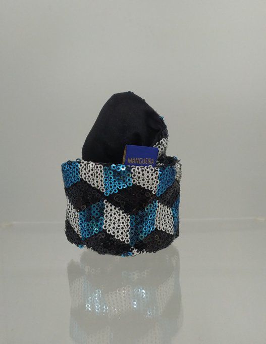 Headband femme et enfant, Pailleté Losanges Bleus, Blancs, Noirs/Noir