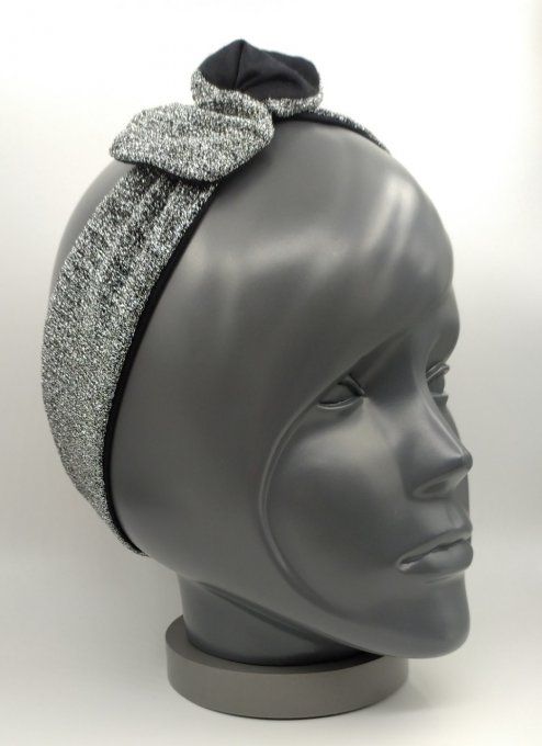 Headband femme et enfant, Lamé Argent/ Noir