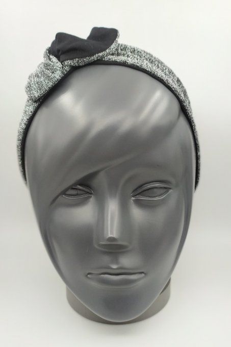 Headband femme et enfant, Lamé Argent/ Noir